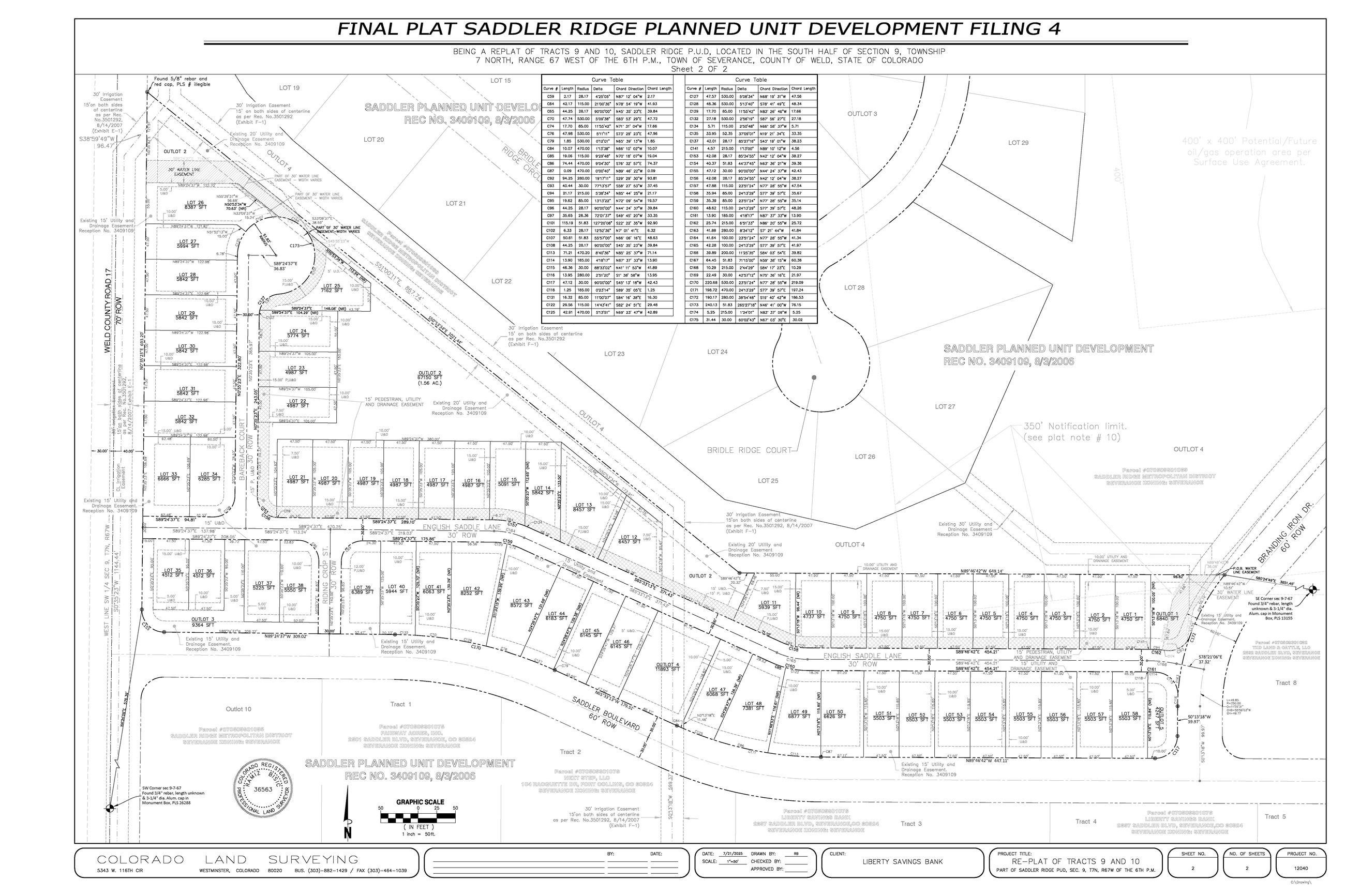Saddler Ridge Tracts 9 and 10 Final Plat Overall Layout